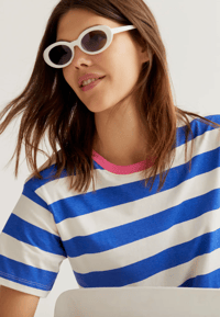 Image 11 of Fiona Stripe Tee in Pink or Blue Stripe