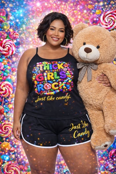 Image of GIRLS ROCK JUST LIKE CANDY BOOTY SHORTS SET