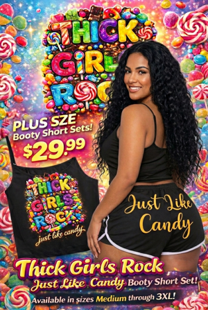 Image of GIRLS ROCK JUST LIKE CANDY BOOTY SHORTS SET
