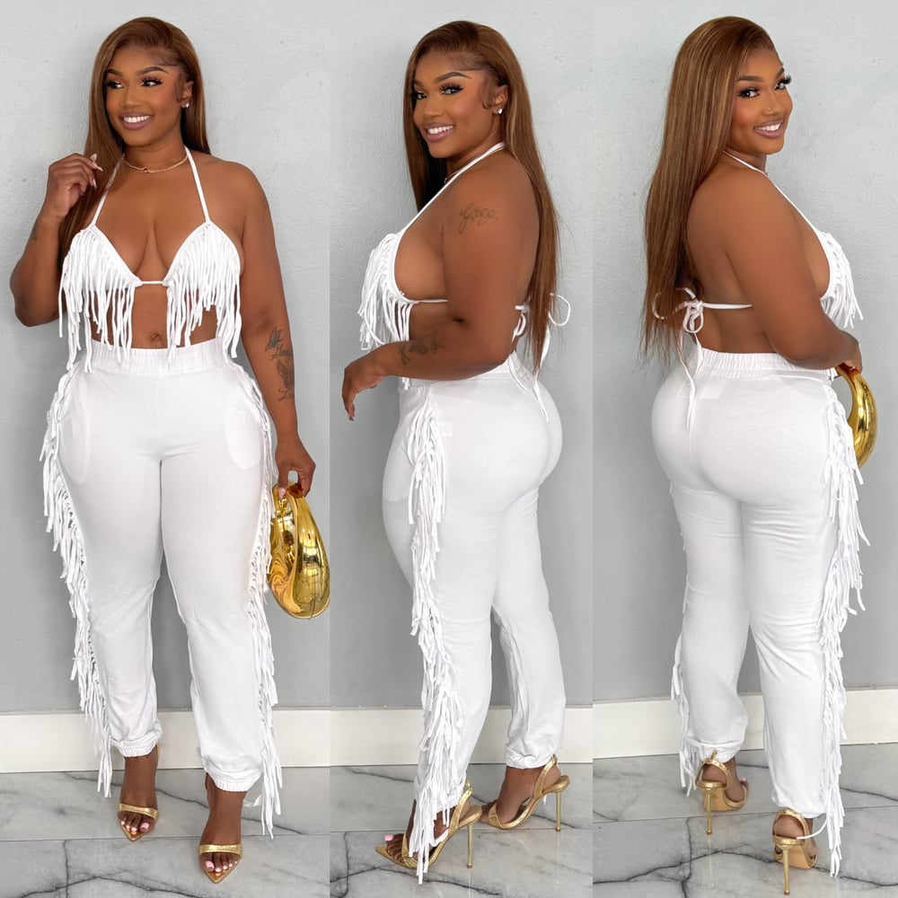 Image of TOYA FRINGE SET-white