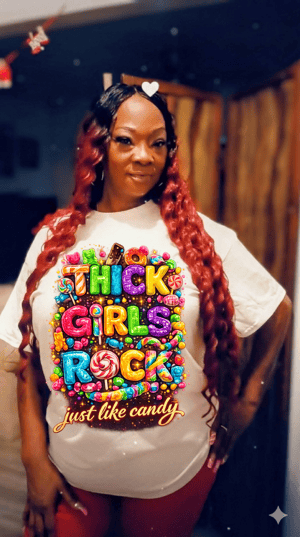 Image of THICK GIRLS ROCK JUST LIKE CANDY T-SHIRT