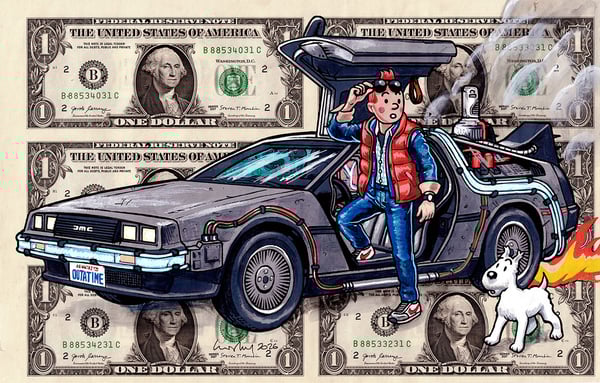 Image of Uncut Dollar Original. Tin Tin To The Future.