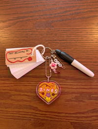 Image 3 of Cat - I Love Zines keychain + mini notebook + mini sharpie