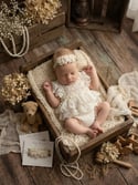 The Little Angel Pearl: Newborn Ivory Floral Lace Romper