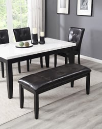 Image 2 of UNi-D127 / MARBLE TABLE  4 - 6 X SIDE CHAIR AND BENCH SET