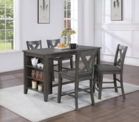 Image 1 of UNi-D176 / PUB TABLE W/WINE RACK AND 4 X STOOL SET
