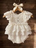The Little Angel Pearl: Newborn Ivory Floral Lace Romper