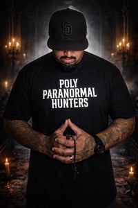 Image 1 of POLY PARANORMAL HUNTERS - "WATCHER" T-SHIRT BLACK/WHITE