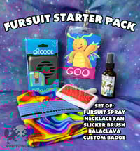 Image 1 of Fursuit Starter Pack - Badge, Brush, Fan, Balaclava, and Fursuit Spray for your new suit!