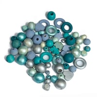 Image 5 of 100PC. AQUA MARINE hand dyed/painted wooden bead lots mixed size, shape and colors 