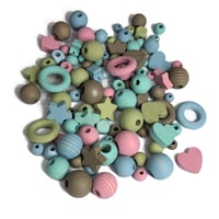 Image 4 of 100PC. OBLIVION COLOR MIX hand dyed/painted wooden bead lots mixed size, shape and colors 