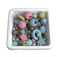 Image 5 of 100PC. OBLIVION COLOR MIX hand dyed/painted wooden bead lots mixed size, shape and colors 