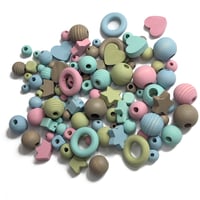 Image 6 of 100PC. OBLIVION COLOR MIX hand dyed/painted wooden bead lots mixed size, shape and colors 