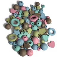 Image 8 of 100PC. OBLIVION COLOR MIX hand dyed/painted wooden bead lots mixed size, shape and colors 