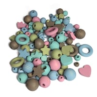 Image 9 of 100PC. OBLIVION COLOR MIX hand dyed/painted wooden bead lots mixed size, shape and colors 