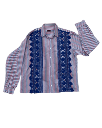 Image 1 of FILET SHIRT - white stripes and blue