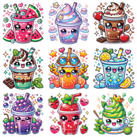 Image 1 of Boba Drinks Mini Diamond Painting Kit by HbmClipart