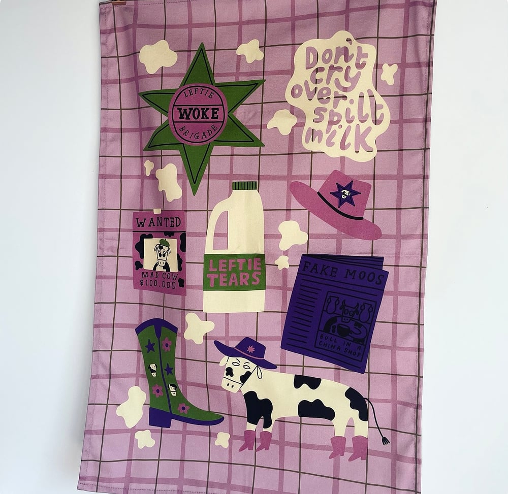 Image of *SUPER SECONDS* Spilt milk Tea Towel