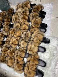 Image 1 of Signature brown fur slides 