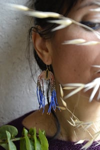 Image 4 of Boucles d’oreilles série « Plancton » corail et bleu