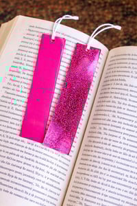 Image 1 of Pink Resin Bookmark | Glitter Bookmark | Handmade Resin Bookmark