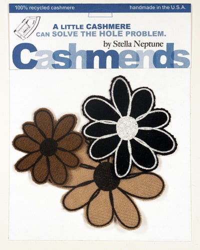 Image of Iron-on Cashmere Flowers - Black/Brown/Beige