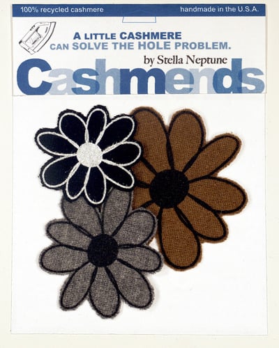 Image of Iron-on Cashmere Flowers - Black/Brown/Gray