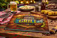 Image 1 of Licensed To Grill 11x8in Tempered Glass Cutting Board