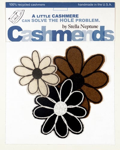 Image of Iron-on Cashmere Flowers - Black/Cream/Brown
