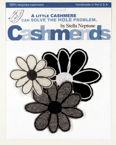 Image of Iron-on Cashmere Flowers - Black/Gray/Cream