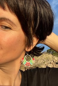 Image 2 of Boucles d’oreilles « Éventail » rouge et vert