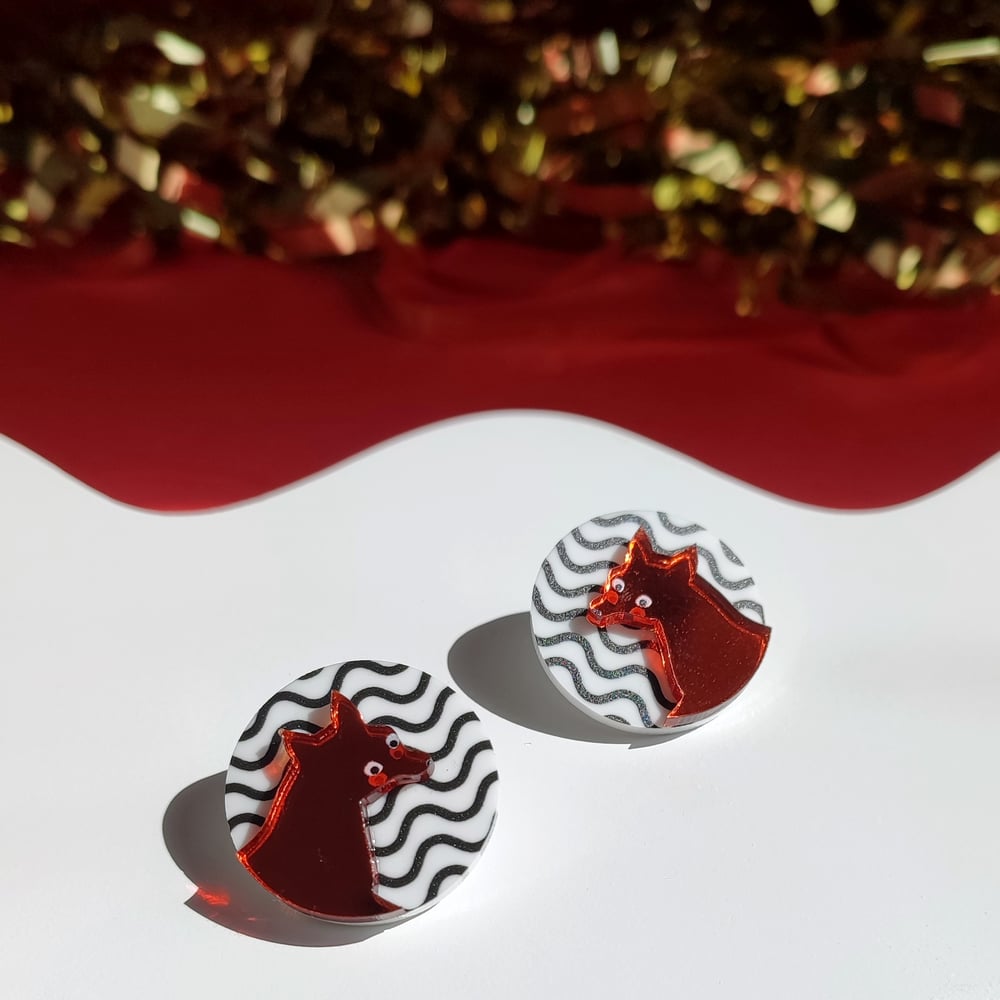 Image of Enzo Mari Brooch + Stud Set - Fox