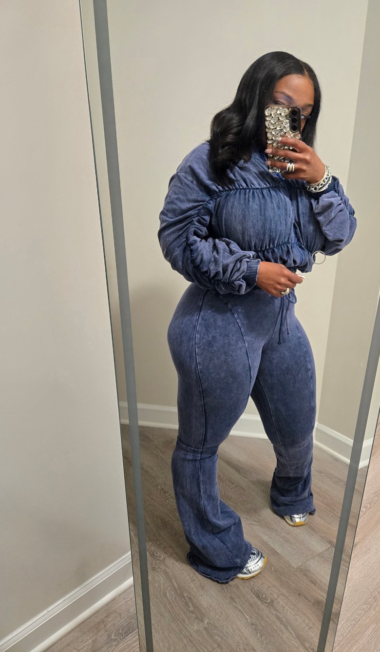 Image of Mineral Wash Shirring Lounge Set