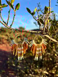 Image 1 of Boucles d’oreilles « Totem » vert amande et topaz
