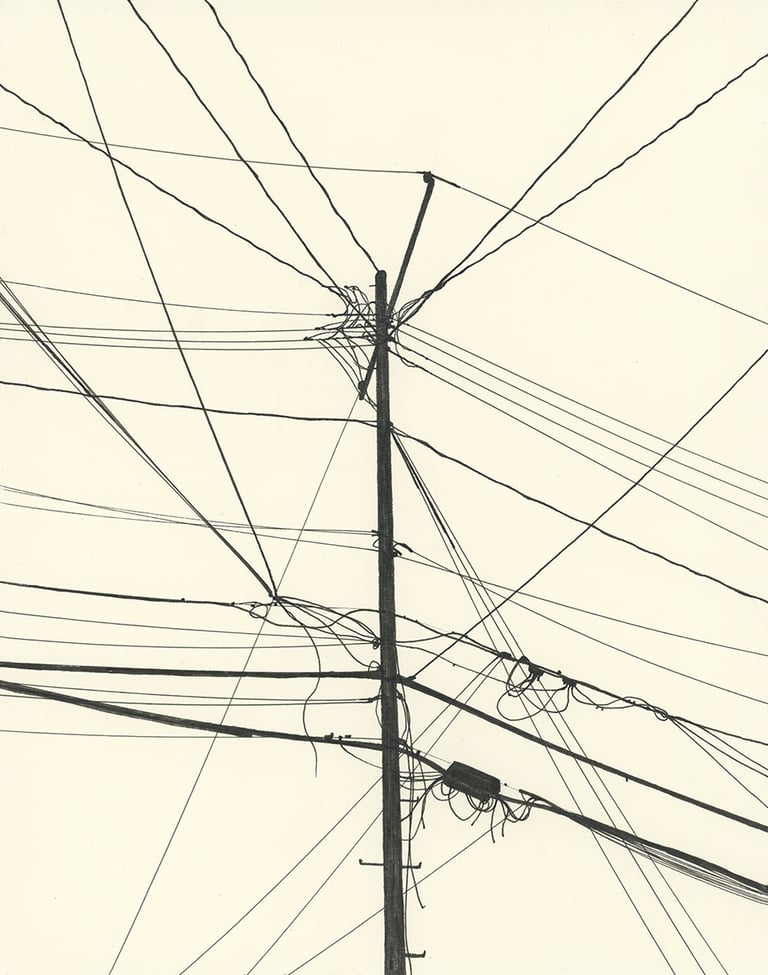 Power Lines Drawing #117 (Hamtramck) - ORIGINAL DRAWING