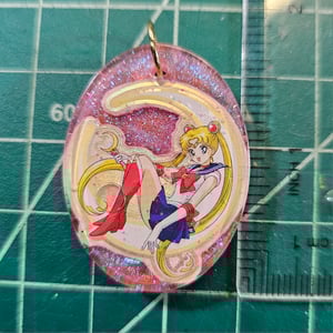 Image of Sailor Moon Custom Upcycled Oval Resin Pendant 