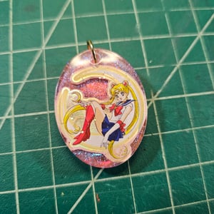 Image of Sailor Moon Custom Upcycled Oval Resin Pendant 