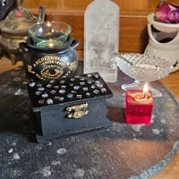 Image 1 of Manifestation Box for Charging, Spellwork and Intention Setting - Mirror and Aura Quartz 