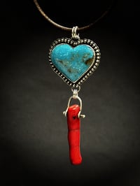 Image 1 of Turquoise and Coral Pendant
