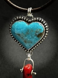 Image 2 of Turquoise and Coral Pendant