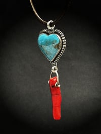Image 3 of Turquoise and Coral Pendant