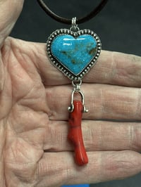 Image 4 of Turquoise and Coral Pendant