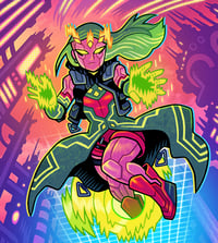 Image 1 of Cyberpunk Viv Vision for Marvel SNAP! Original B/W illustration.