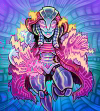 Image 1 of Cyberpunk Jocasta for Marvel SNAP! Original B/W illustration.