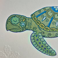 Image 4 of Sugar Skull Sea Turtle Limited Edition Gocco Screenprint 