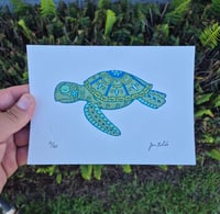 Image 5 of Sugar Skull Sea Turtle Limited Edition Gocco Screenprint 