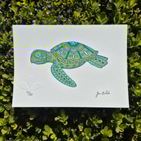Image 1 of Sugar Skull Sea Turtle Limited Edition Gocco Screenprint 