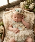 The Pamela: Mint Green Polka Dot Tulle Heirloom Romper