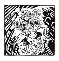 Image 2 of Cyberpunk Viv Vision for Marvel SNAP! Original B/W illustration.