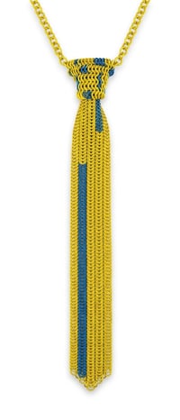 Yellow and Blue Rubber Chainmaille Tie